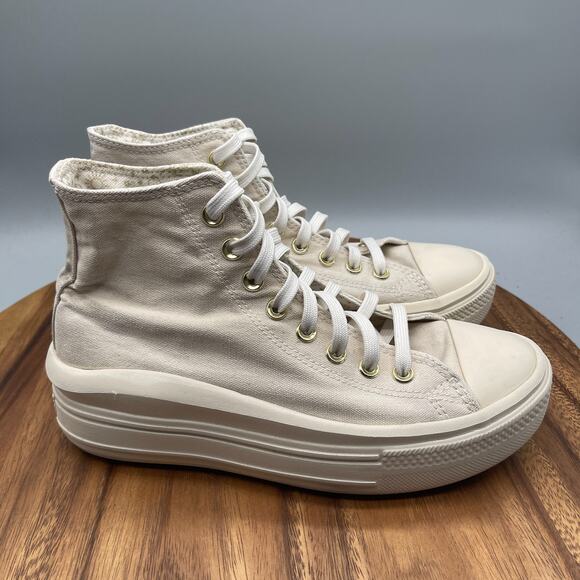 Converse Chuck Taylor All Star Move Hi Platform Shoes Womens 9 White Sneakers - Picture 1 of 8